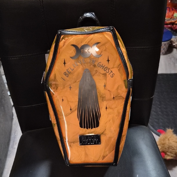 Killstar Handbags - Killstar Orange Coffin Backpack with Black Accents